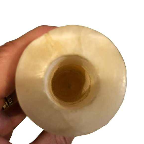 Marble Alabaster Stone Vase Beige White Handmade 3 3/4" Tall - Picture 2 of 6